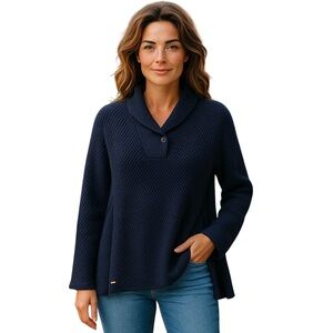 Lauren Ralph Lauren Chunky Knit Sweater Cape Poncho One Size Cozycore Wool Top